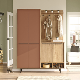 VALTIERA předsíňová stěna se skříní, sepet/cihlová