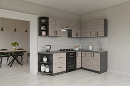 Rohová kuchyňská linka HORSI dub club/grafit