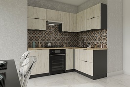 Rohová kuchyňská linka 220x160 KARAF R1 bílý craft/grafit