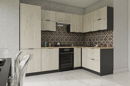 Rohová kuchyňská linka 280x160 GARF R1P bílý craft/grafit