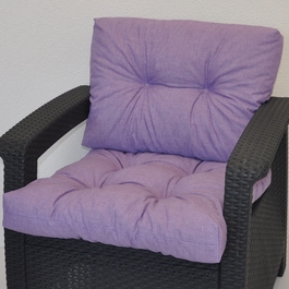 Polstr na křeslo z umělého ratanu - látka fialový melír