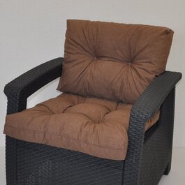 Polstr na křeslo z umělého ratanu - látka hnědý melír