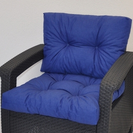 Polstr na křeslo z umělého ratanu - látka modrý melír