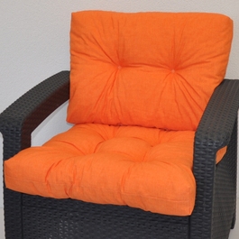 Polstr na křeslo z umělého ratanu - látka oranžový melír