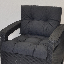 Polstr na křeslo z umělého ratanu - látka tmavě šedý melír