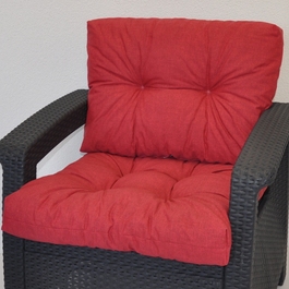 Polstr na křeslo z umělého ratanu - látka vínový melír