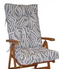 Polstr na teakové zahradní křeslo vysoké - šedobílá mozaika