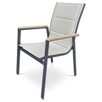 AZC-S1110 BK - Židle zahradní béžový textilen, hliník, černá barva