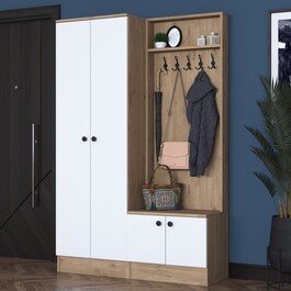 ZANICA předsíňová stěna, bílá/ořech