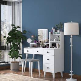 LINFANO toaletní stolek se zrcadlem, bílá