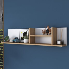 BENEVENTO nástěnná police, bílá/ořech