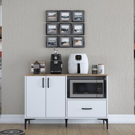 STEMNA skřňka na mikrovlnku, ořech/bílá