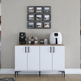 GAZOLDO čtyřdveřová skříňka, ořech/bílá