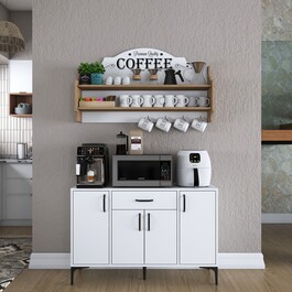 SOMMA skříňka se závěsnou policí, bílá/ořech