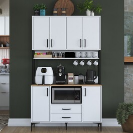 GAVERINA policová skříň na mikrovlnku, bílá/ořech