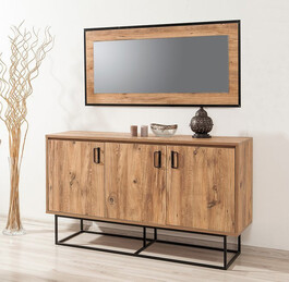 CASERTA komoda na nožičkách, borovice/černá