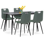 ASE-1001 GRN2 - Jídelní set 1+4, rozměr stolu 130x70x76 cm, keramika, kov, stůl šedá+černá, židle zelená+černá