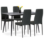 ASE-1003 BK2 - Jídelní set 1+4, stůl 130x70, deska slinutý kámen v imitaci šedého matného mramoru, židle zelená látka, černý lak