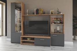 Obývací stěna JUKA šedý grafit/dub craft tabaco