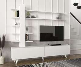 BUENAS skandinávská televizní stolek, bílá