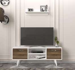 PASOS obývací stěna, bílá/ořech