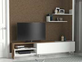 BENTO obývací stěna, bílá/ořech