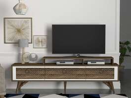 VAZANTE TV stolek na nožičkách, bílá/ořech