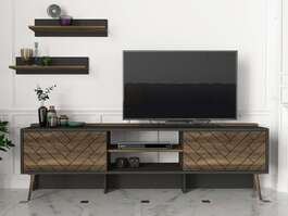 ATLIN obývací stěna, antracit/ořech