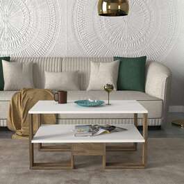 FARTURA konferenční stolek na nožičkách, bílá/ořech