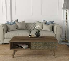 DUNKIRK široký konferenční stolek, ořech/sardunia