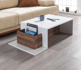 TIMON široký konferenční stolek, bílá/ořech