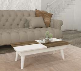 SAKAI nízký konferenční stolek, bílá/ořech