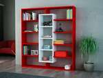 BULDAN designová knihovna, červená/bílá