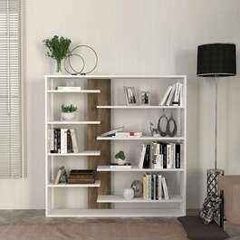 FATIMA policový regál, bílá/ořech