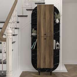 CAMPESTRE luxsuní policový regál, ořech/černý mramor