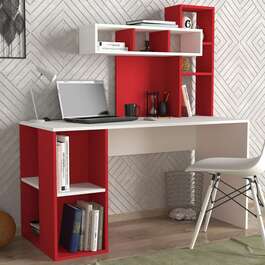 ZAKIMI designový psací stůl, bílá/červená