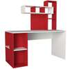 ZAKIMI designový psací stůl, bílá/červená