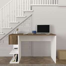 CHITOS psací stůl, bílá/ořech