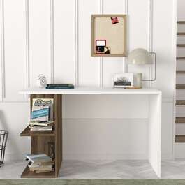 DIMAS psací stůl, bílá/ořech