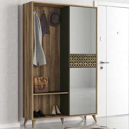 RAMALHO předsíňová stěna se zrcadlem, ořech/sardunia