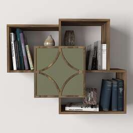 HANDA závěsná skříňka, ořech/sardunia