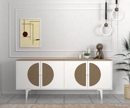 RATUBI široká komoda, bílá/safir/hazeran