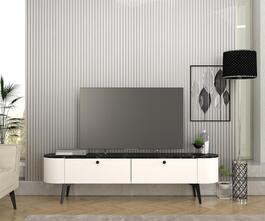 EXPRES EGYPT televizní stolek, bílá/černý mramor