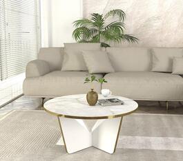 REGATA luxusní konferenční stolek, bílá/bílý mramor