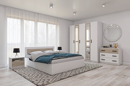 Ložnicová sestava BOXBY, barva bílá mat/dub coastland satin