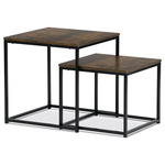AF-076 OLW - Set 2 ks odkládacích stolků, MDF, dekor divoký dub, kov, černý lak