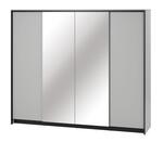 Šatní skříň 4D s LED SAVONA barva šedá/černá