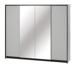 Šatní skříň 4D s LED SAVONA barva šedá/černá