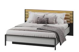 Postel s ÚP a LED 160, barva šedá/černá/dub