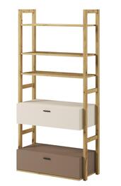 Regál se 2 zásuvkami 85 LIMERA barva dub artisan/béžová/lanýž